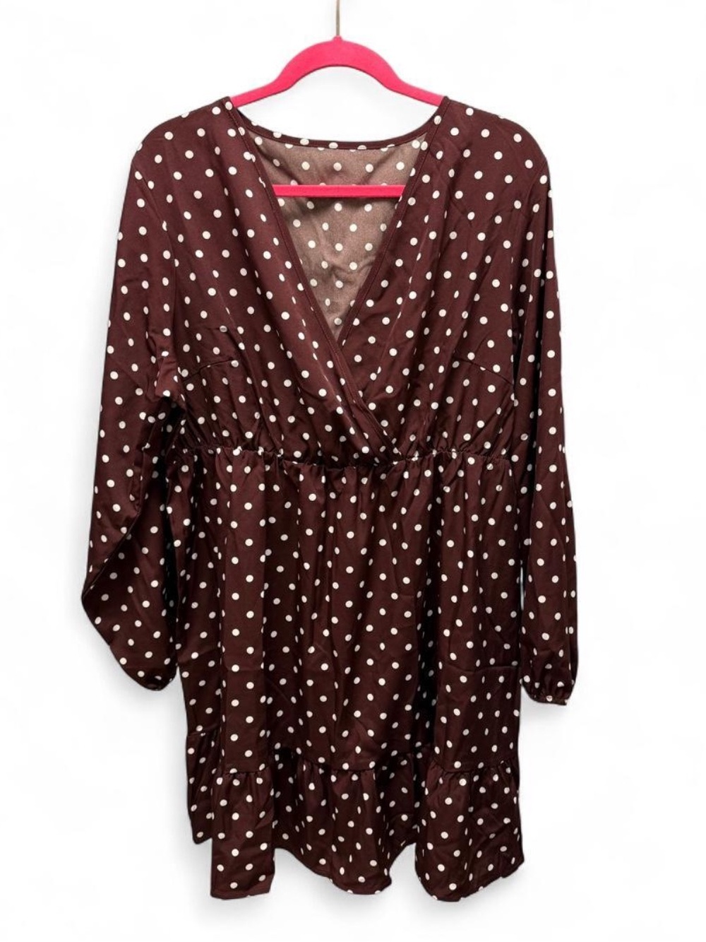 NWT Chic Long Sleeve Polka Dot Mini Dress XL